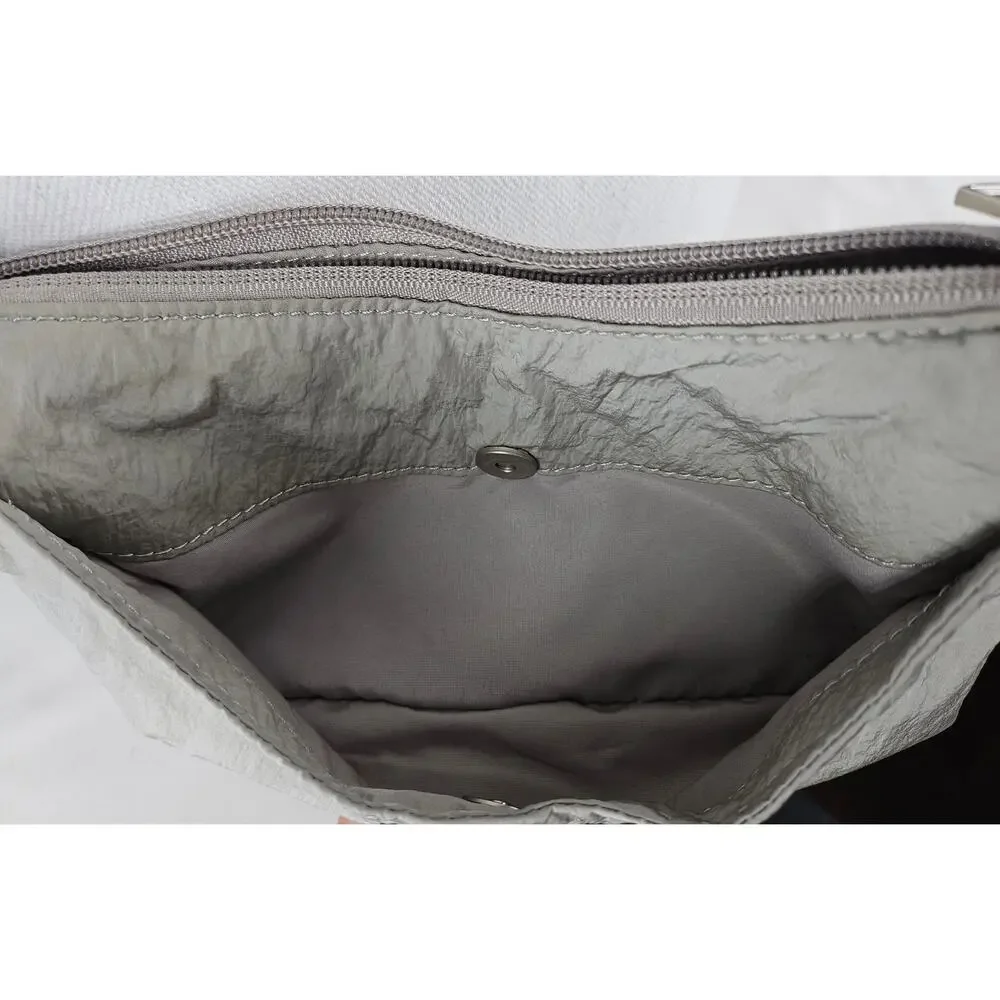 CALVIN KLEIN WOMEN'S GRAY CITY NYLON SHOULDER CROSSBODY BAG LIGHT 10